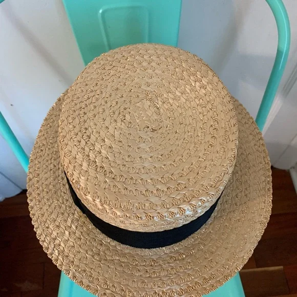 Vintage Macqueen London Straw Boater Hat 6 7/8